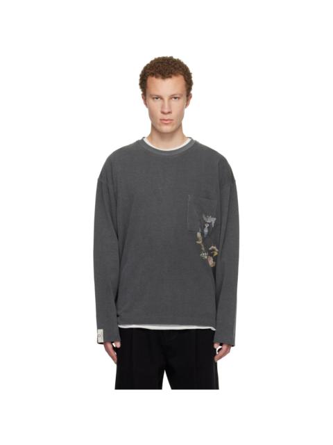 Gray Minhwa Logo Long Sleeve T-shirt