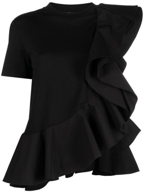 asymmetric ruffled T-shirt