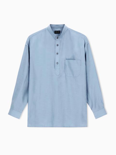 LINEN, LYOCELL AND SILK POLO SHIRT
