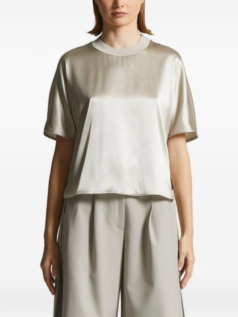 satin-trimmed boxy top