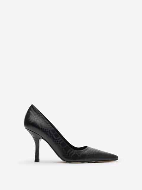 Check Leather Dame High Pumps