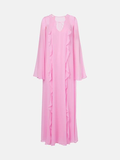 Smirne floral-appliqué georgette maxi dress