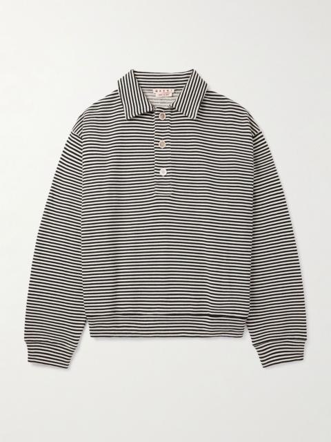 Striped Cotton-Jersey Polo Shirt Black