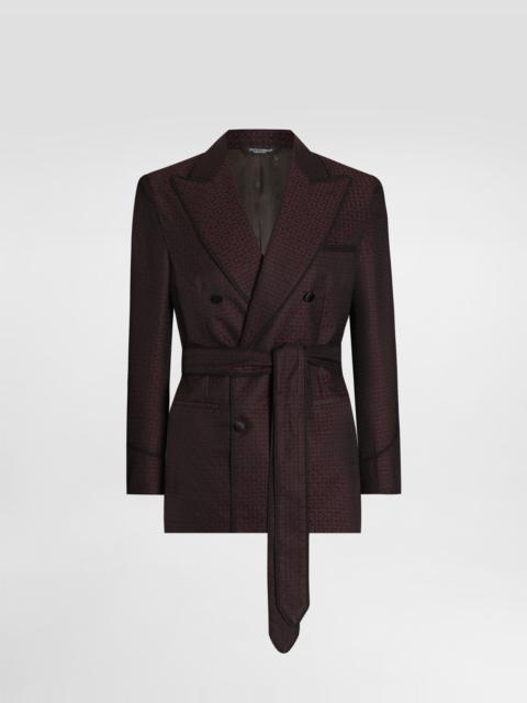 Double-breasted jacket in micro-pattern jacquard