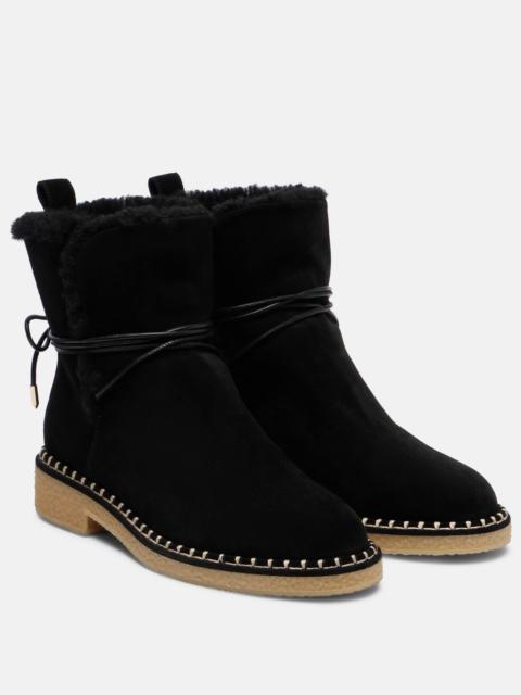 Megeve shearling-trimmed suede ankle boots