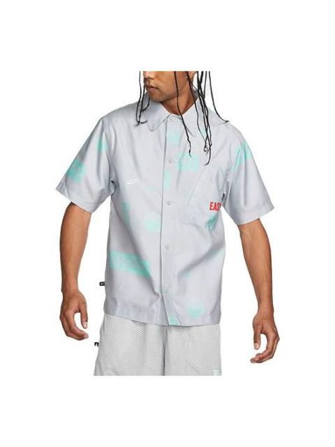 Nike Alphabet Printing single breasted lapel Short Sleeve Shirt Gray DO4024-097