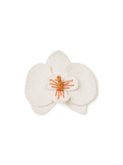 Orchid embroidered brooch