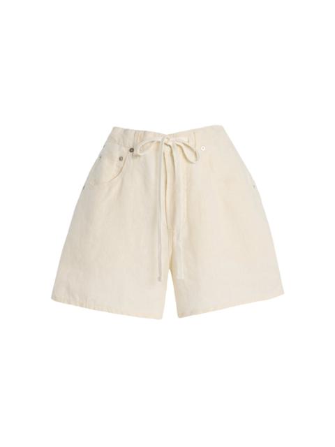 Brynn Linen Drawstring Shorts ivory