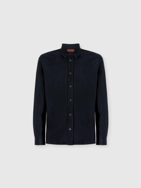 Zigzag Jersey Cotton Shirt Tone on Tone