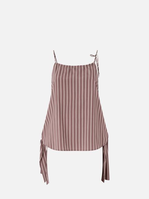 STRIPED TOP WITH THIN SHOULDER STRAPS AND BOWS