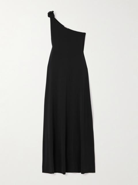 Miss One-shoulder Bow-detailed Jersey Midi Dress