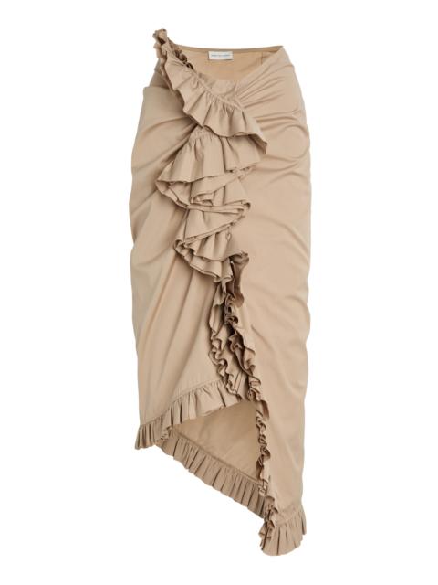Sina Frilled Cotton-Poplin Midi Skirt neutral