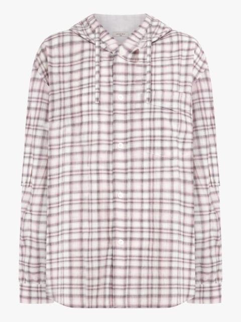 OVERSIZED CHECK HOODY SHIRTS | PINK