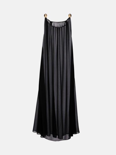 Holiday embellished chiffon maxi dress