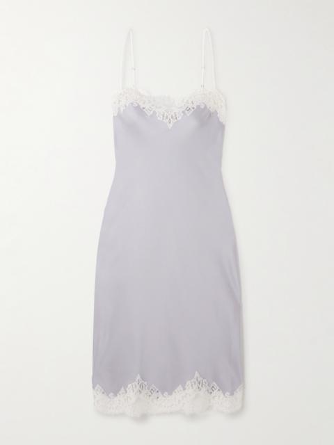 Lace-trimmed Satin-crepe Dress