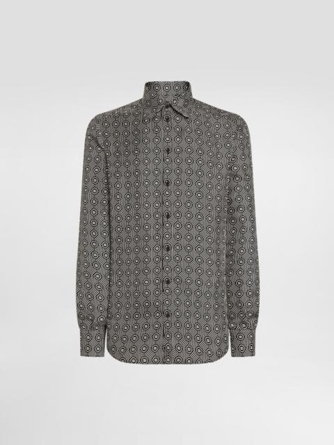 Printed silk twill martini shirt