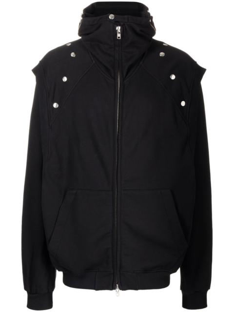 hooded zipped-up jacket