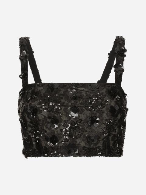 Bralette top with sequin embroidery