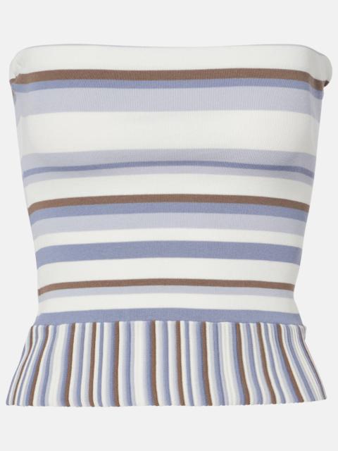 Citara striped cotton-blend tube top