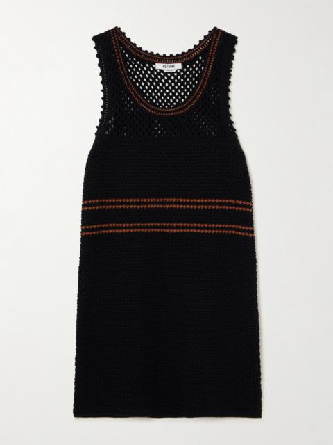 Striped Crocheted Cotton Mini Dress