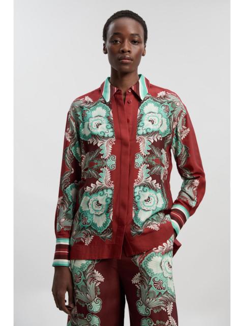 Mirrored Viscose Linen Print Woven Shirt