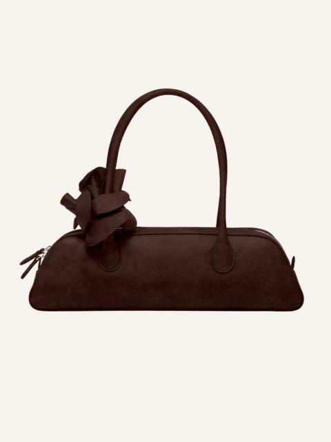 Brigitte trapeze bag in brown suede and silver