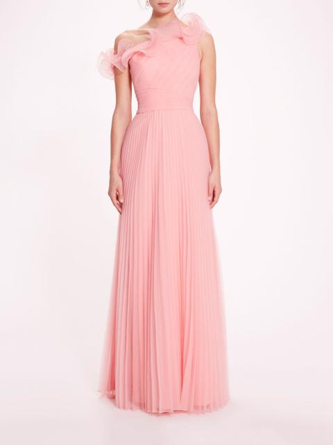 PEBBLE ORGANZA PLEATED GOWN