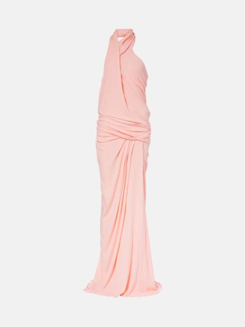 Draped cotton-blend jersey maxi dress
