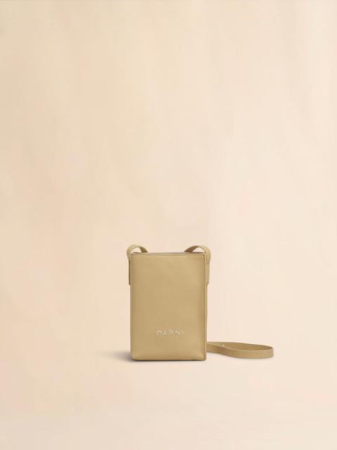 BROWN LEATHER MUSEO NANO BAG WITH MARNI MENDING