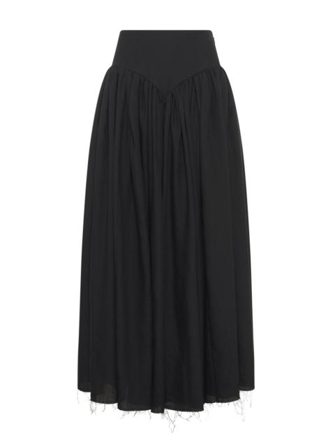 Juniper Maxi Pleated Skirt in Black Aloe Linen