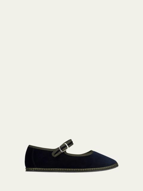Velvet Mary Jane Ballerina Flats