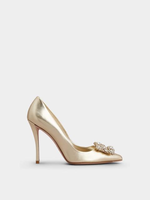 Flower Strass Buckle Pumps in Nappa Leather