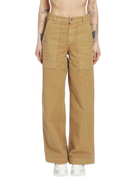 Leather Logo Cotton Trousers