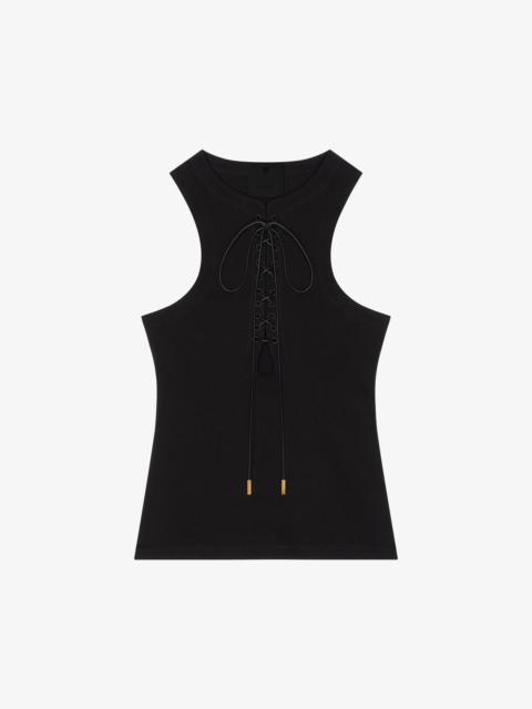 SLIM FIT TANK TOP IN COTTON WITH LACES AND 4G DETAIL