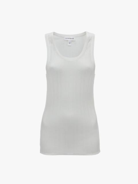 Fine Knit Vertical Stripe Tank In White