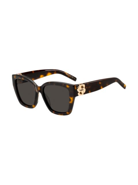 HAVANA-ACETATE SUNGLASSES WITH DOUBLE B MONOGRAM