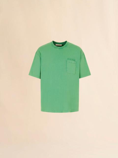 GREEN COTTON T-SHIRT WITH MARNI PATCHES