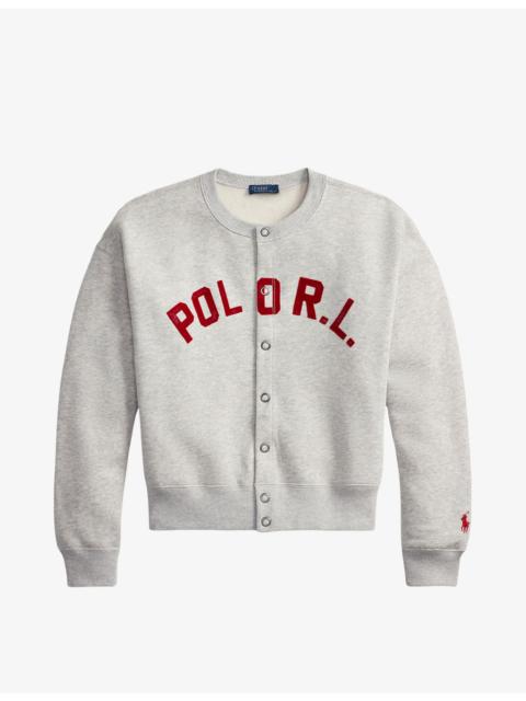 Round-Neck Logo-Embroidered Cotton-Jersey Cardigan