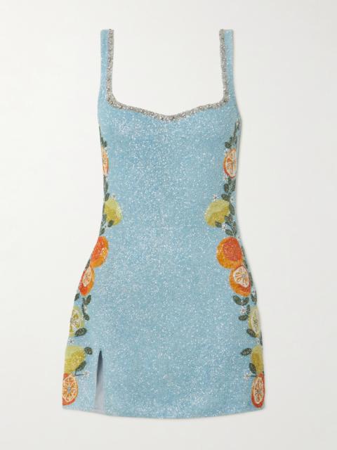 Capri Crystal-embellished Beaded Tulle Mini Dress