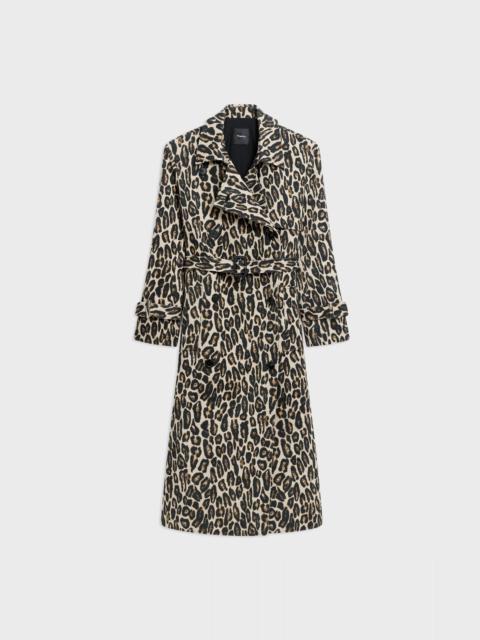 Relaxed Trench Coat in Stretch Leopard Wool