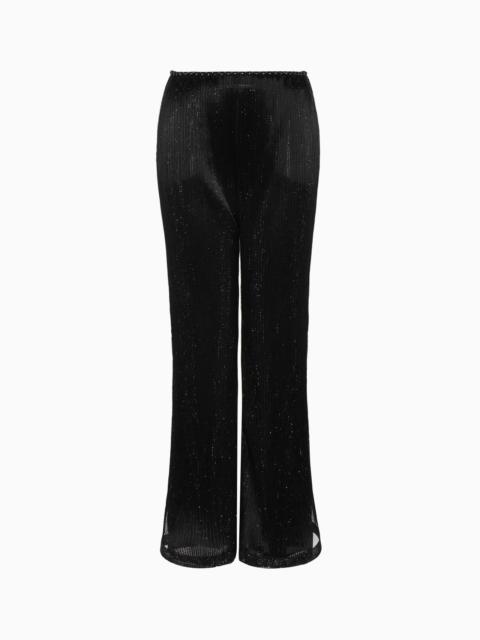 Crystal-embroidered pleated tulle trousers