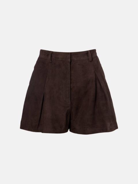 High-rise suede shorts