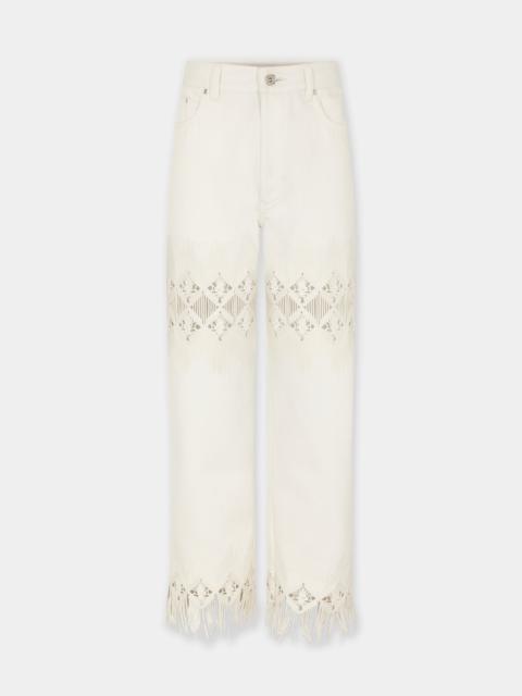 TROUSERS IN DENIM WITH EMBROIDERY DETAILS