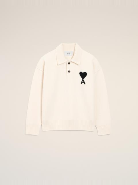 WHITE WOOL AMI DE COEUR POLO