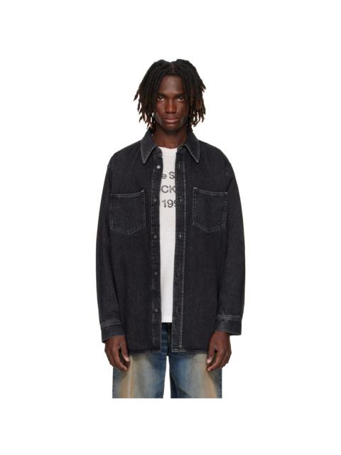 Black Button-Up Denim Shirt