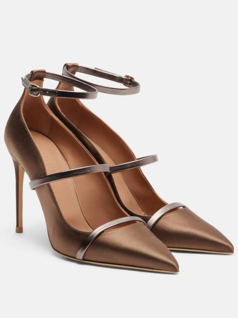 Diaz 100 leather-trimmed satin pumps