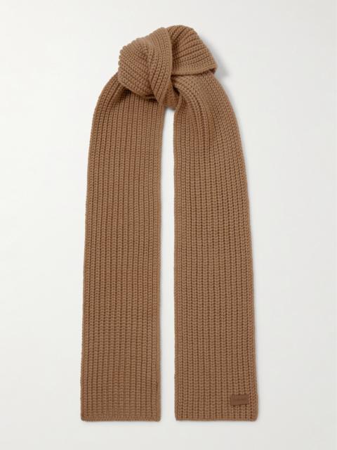 Appliquéd Ribbed Cashmere Scarf