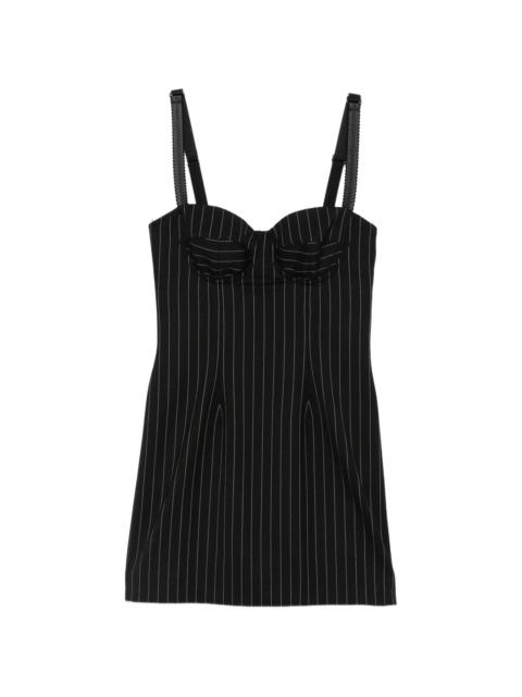 Dolce & Gabbana Pinstripe-print Sweetheart-neck Dress