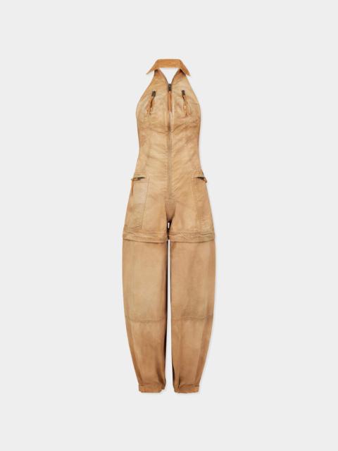 GARMENT DYED UTILITY DISTRESSED JUMPSUIT