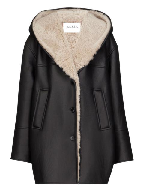 hooded shearling coat